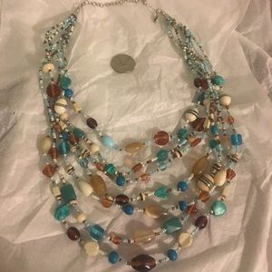 Beaded blue statement necklace